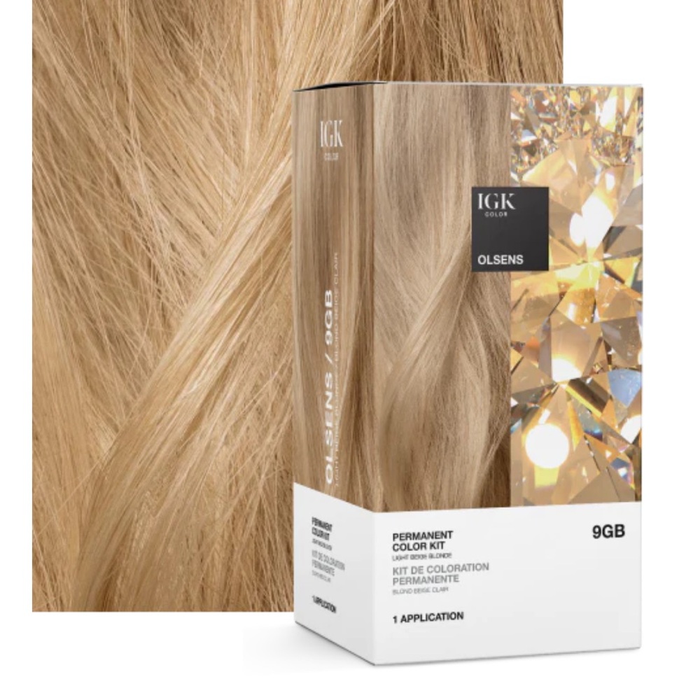 IGK PERMANENT COLOR KIT 9GB OLSENS LIGHT BEIGE BLONDE NIB